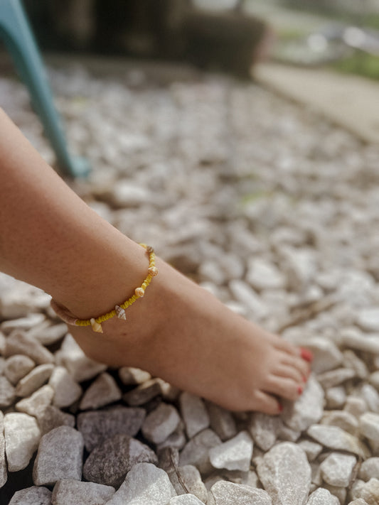 Yellow Seashell Anklet