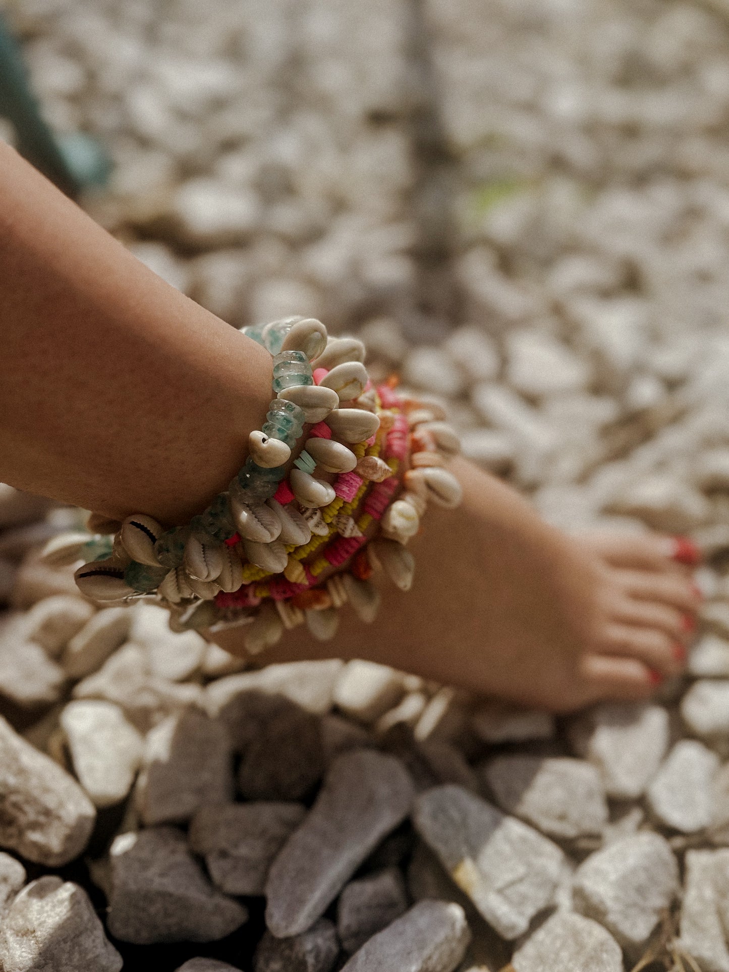 Pink and Yellow shells Anklet
