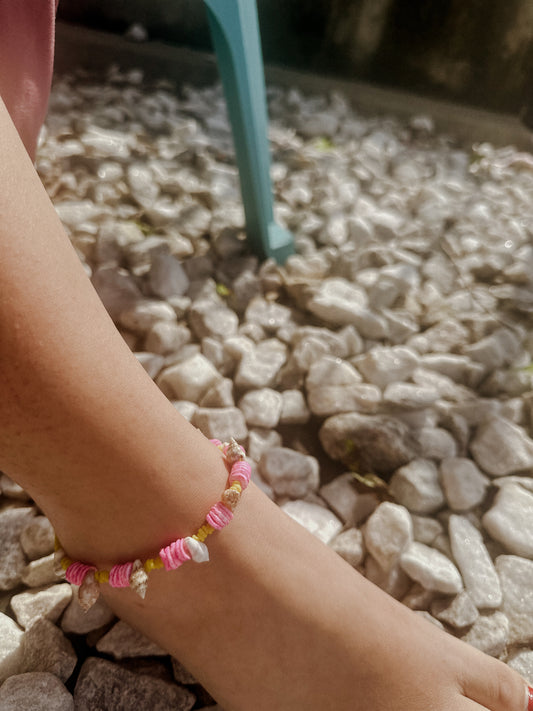 Pink and Yellow shells Anklet