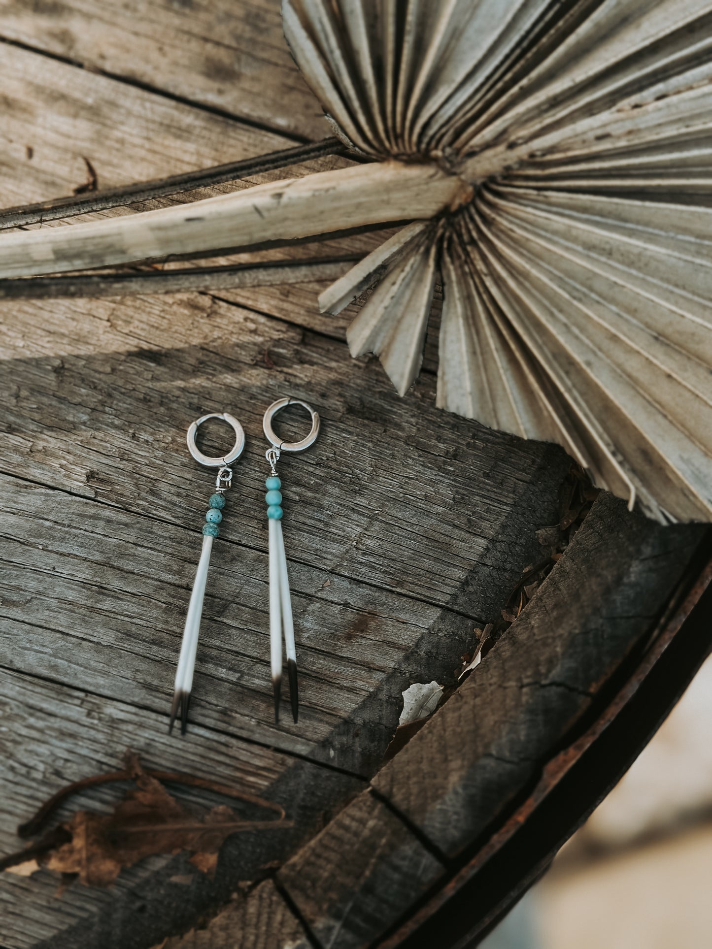 Faint Blue Sonora Turquoise Quill hoops