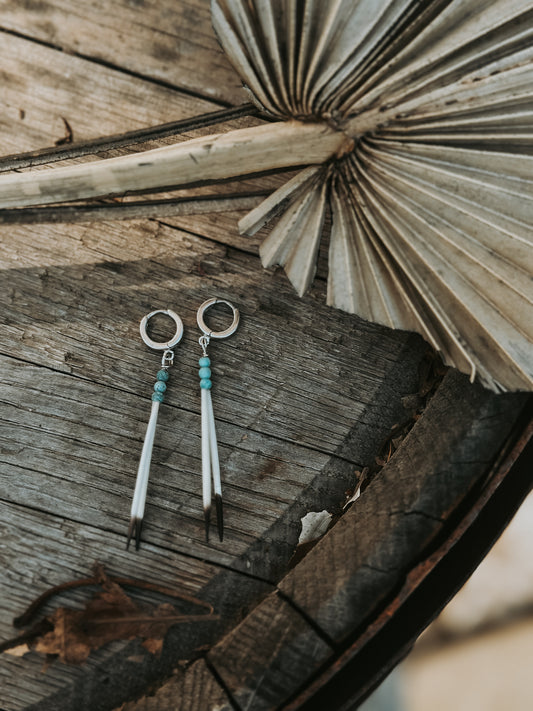 Faint Blue Sonora Turquoise Quill hoops