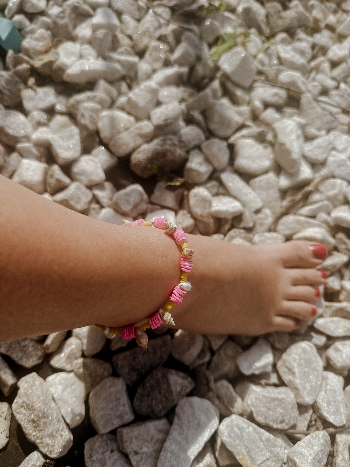 Pink and Yellow shells Anklet