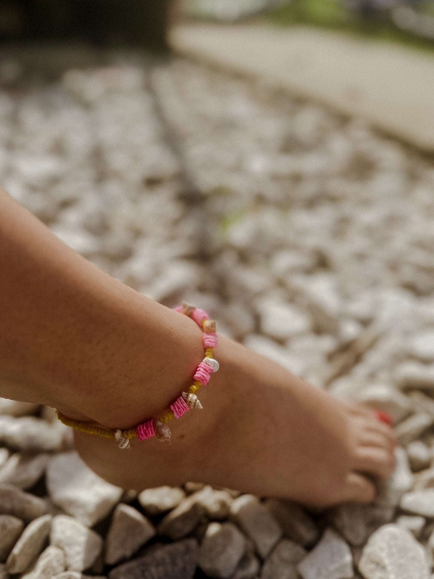 Pink and Yellow shells Anklet
