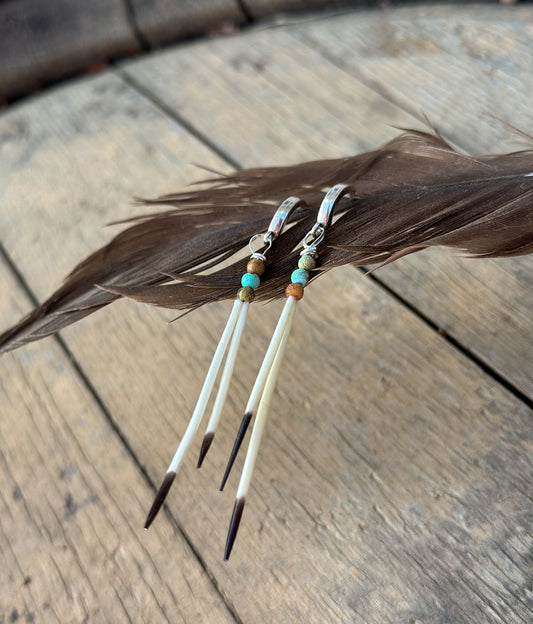 MADE TO ODER - Turquoise & Quill earrings