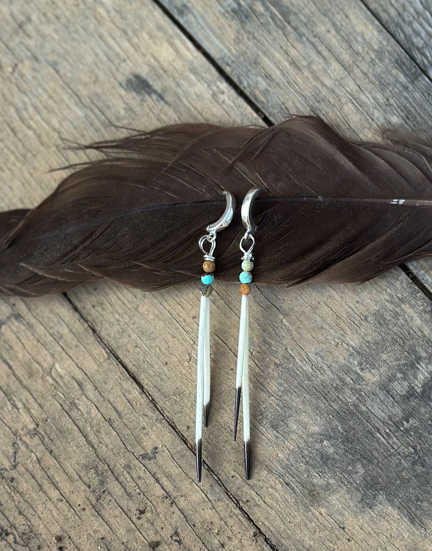 MADE TO ODER - Turquoise & Quill earrings